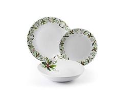 Excelsa Christmas Holly - Vajilla de 18 piezas, porcelana