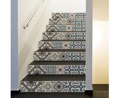 Stickers Adhesivos escalera carrelages | adhesivo adhesivo contremarche azulejos de cemento - Adhesivos contremarche carrelages | escalera cuadros de cemento adhesiva - Azulejos - 15 x 105 cm) - 2 bandas