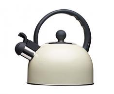 Kitchencraft Living Nostalgia - Tetera de silbadora, para Cocina de inducción y eléctrica, 1,4 l (2,5 pintas), Estilo Antiguo, Metal, Crema, 18 x 21.5 x 21 cm
