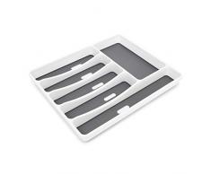 Relaxdays Bandeja de Cubiertos, cubertero, plastico, 6 Compartimentos, 5 x 32.5 x 40.5 cm, PP, Blanco-Gris, 5 x 32,5 x 40,5 cm