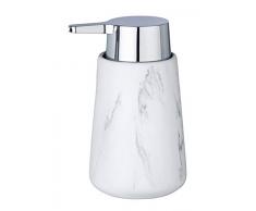 WENKO Dispensador de jabón Adrada - Dispensador de jabón líquido Capacidad: 0.33 l, Cerámica, 10.5 x 15 x 8.5 cm, Blanco