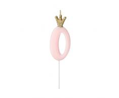 Vela en forma de nÃºmero 0 para tarta de cumpleaÃ±os, rosa con corona de purpurina dorada para niÃ±a, baby shower, fiesta de nacimiento, fiesta de revisiÃ³n de gÃ©nero, aniversario de boda