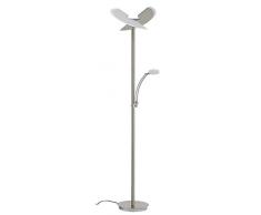 Briloner Leuchten Lámpara de pie LED, con Brazo de Lectura, Foco hacia el Techo, basculante Redondo, iluminación de salón, 30 W y 6 W, Altura: 180 cm, W, nÃquel Mate, 180 x 30 x 180 cm