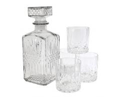 Sabeur et Degustation KV7190 - Botella Whisky y 4 vasos, transparente, 9 x 9 x 22,8 cm