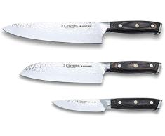 3 Claveles Juego de cuchillos de cocina profesional 3 Claveles Kimura Cuchillo de cocina multiusos menaje de cocina acero inoxidable set de utensilios cocina, Set 3 Cuchillos KIMURA