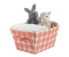 iDesign Dot tela, cesta plegable grande en mezcla de algodón y poliéster con 2 asas, caja organizadora de lunares para armario, dormitorio o habitación infantil, naranja, 38,1 cm x 30,5 cm x 22,9 cm