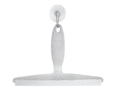 iDesign Rasqueta limpiacristales para cabinas de ducha, limpiaventanas grande de plÃ¡stico, limpiador de cristales con ventosa para colgar, transparente