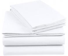 AmazonBasics Everyday - Juego de fundas de edredón nórdico y de almohada (100% algodón) Blanco - 155 x 220 cm y 2 fundas 80 x 80 cm