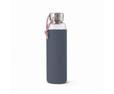 Black+Blum Leak-Proof, Lightweight Travel Water Bottle with Protective Sleeve Botella de Agua de Vidrio a Prueba de Fugas, Pizarra, 600 ml