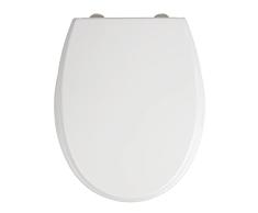 WENKO Tapa de WC Furlo - Asiento de inodoro antibacteriano, con dispositivo automÃ¡tico de descenso, sujeciÃ³n higiÃ©nica de acero fino inoxidable Fix-Clip, Duroplast, 35 x 43.5 cm, Blanco