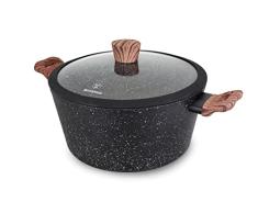 Westinghouse WHT228 - Olla con tapa de cristal (28 cm, revestimiento antiadherente de mÃ¡rmol, aluminio forjado, asas remachadas con revestimiento de silicona, apta para lavavajillas, color negro)