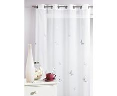Homemaison Cortina de muselina - bordado de mariposas Prints, granate, 140 x 240 cm