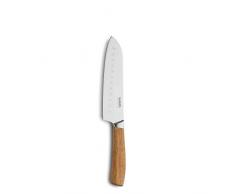 Kuppels WOOD Santoku - Cuchillo de corte grande, 17 cm de longitud, extremadamente afilado y corte, con mango de madera de acacia, inoxidable y pulido, tipo cuchillo japonÃ©s, cortador todo