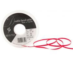 Cinta de satén a doble cara Berisfords 3501 de 30 m x 3 mm, color rojo