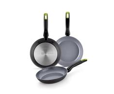 Monix Eco Nature, Set De Sartenes 18-22-26 Cm Aluminio Forjado Reciclado, CerÃ¡mica Antiadherente Reforzada, Apta Para Todo Tipo De Cocina E InducciÃ³n