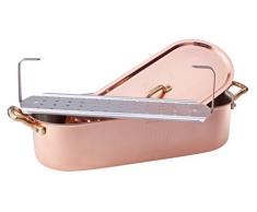 Ollas Agnelli Linea Cobre Martillado stagnato a Mano alcm118Â m40Â Pesciera con Tapa y Parrilla, 40Â cm