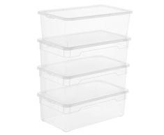 Sundis Rotho 6334390000 - Caja de almacenamiento con tapa, color transparente, plástico, paquete de 4