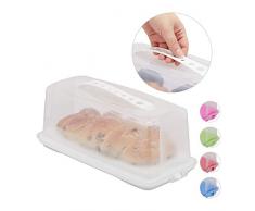 Relaxdays Porta Tartas Rectangular, Recipiente para Pasteles con Tapa, Cake Box, PP, 15 x 37 x 16 cm, Blanco