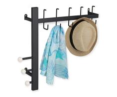 Relaxdays Perchero de Pared con 8 Ganchos (Metal, 53 x 64 x 15,5 cm), Color Negro, 1 Unidad