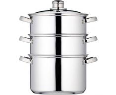 KitchenCraft - Olla Vaporera para Comida de 3 Niveles / Cazuela en Caja de Regalo, Apta para Inducción, Acero Inoxidable, 20 cm
