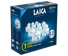 Pack de 12 filtros bi-flux que mejoran el sabor del agua, reducen la cal y el cloro, compatibles con las jarras Laica y Brita entre otras. Cada filtro dura 150 litros o 1 mes.