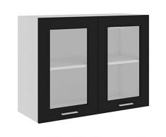 vidaXL Armario de Cocina Muebles Mobiliario Duradero Mesa de Trabajo Almacenamiento Cuencos Platos Ollas Alacena de Aglomerado Negro 80x31x60 cm