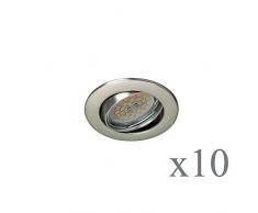 Wonderlamp Basic W-E000112 Pack de Focos Empotrables Redondos con PortalÃ¡mparas GU10, NÃ­quel, 10 Unidades