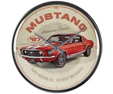 Nostalgic-Art Reloj Retro de Pared, Ã 31 cm, Ford Mustang â GT 1967 Red â Idea de Regalo para Amantes de Coches, Gran decoraciÃ³n, DiseÃ±o Vintage