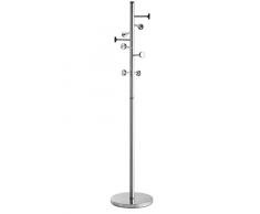 Alco Perchero de Acero Inoxidable con 8 Ganchos, de pie Aprox. 41 x 182 cm, Plata, Platzsparend