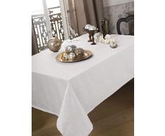 CALITEX Evita Mantel de poliéster Blanco, Redondo, 180 cm