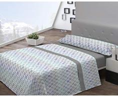 Pierre Cardin Juego sábanas coralina Vail 105 cm. Gris, 100Percent_poliéster, Cama de 105