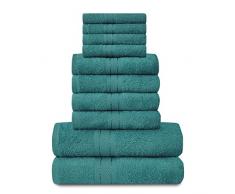 GC GAVENO CAVAILIA Juego de 10 Toallas Toronto, 450Â gsm, lujosas, absorbentes, supersuaves y acogedoras, Color Verde Azulado