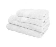 JUEGO DE 4 TOALLAS DE BAÃO: 2 toallas de lavabo 50X90; 2 toallas de ducha 70X140CM 450 gr/m2 100% algodón BLANCO
