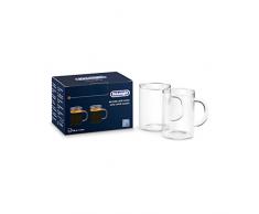 DeLonghi Juego de vasos para cafÃ© largo americano, taza resistente de vidrio borosilicato, cÃ³modo de mantener, lavable en lavavajillas, capacidad 250 ml, DLSC320