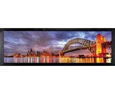 Cuadro en marco, póster moderno de pared artÃstico, varios temas 35 x 100 cm (puente iluminado)