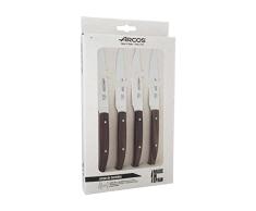 Arcos Serie Cuchillos de Mesa, Juego de Cuchillos de Mesa 4 piezas, Cuchillos Chuleteros, Hoja Filo de Acero Inoxidable Nitrum de 110 mm, Mango Madera Palisandro Color MarrÃ³n