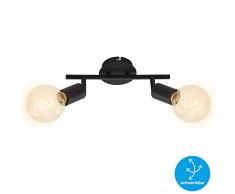Briloner Leuchten Foco de techo de 2 luces, retro/vintage, focos giratorios e inclinables, 2x E27, mÃ¡x. 60 W, metal, negro
