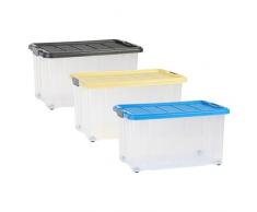 Axentia 235874 - Caja de plástico con tapa y ruedas, 60 x 40 x 34 cm, 55 L, color surtido