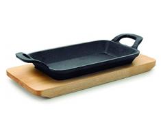 Lacor 25874 - Mini plancha grill lisa rectangular magma 22.5 x 10 x 2.5 cm hierro fundido, color negro