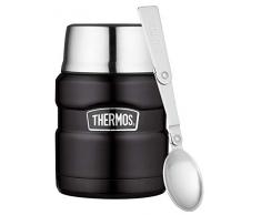 THERMOS Recipiente para Alimentos de Acero Inoxidable, Acero Inoxidable, Negro, 9,3 x 9,3 x 14,2 cm