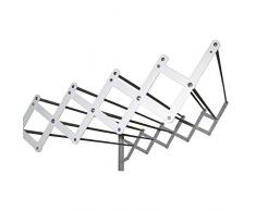 Sauvic 89765 - Tendedero E x tensible plastificado con 10 Varillas De Aluminio 120 cm, Color Blanco, 120 x 78 x 26,5 cm