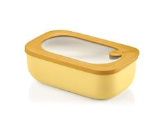Guzzini Kitchen Active Design-Recipiente hermÃ©tico Rectangular para Nevera/congelador/Horno de microondas, 20 x 12 x 7 cm, 900 CC, Ocre, PP|TPR, Rettangolare