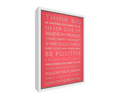 Feel Good Art be Positivo Giclée Lienzo Enmarcado Impreso con Solid Color Blanco Marco de Madera Surround, Coral/Naranja, 64 x 44 x 3 cm, Grande