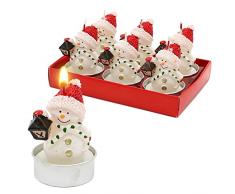 Dekohelden24 W-10027748 - Juego de 6 velas (4 x 4 x 7 cm), diseÃ±o de muÃ±eco de nieve