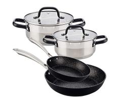 San Ignacio Set Vita 2 sartenes, Ã28 2 ollas: Ã20, Ã24 cms, Aluminio Forjado y Acero Inoxidable, inducción