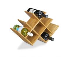 Relaxdays, Marrón, 31,5 x 47 x 16,5 cm botellero Vino para 8 Botellas, bambú, Madera