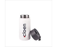 CLOEN Botella de Agua Acero Inoxidable, Botella tÃ©rmica Doble Pared Aislado al VacÃ­o de Acero Inoxidable. Mantiene la Temperatura del Contenido Tanto Bebidas Calientes como FrÃ­as (Blanco, 335 ml)