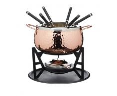 ArtesÃ Set de Fondue con 6 Tenedores y Cuenco de Acero Inoxidable, Cuenco de CerÃ¡mica, Soporte de Metal y Quemador de Doble Combustible para Chocolate, Queso o Carne