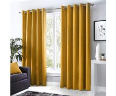 Fusion - Sorbonne - Par de Cortinas con Ojales 100% algodÃ³n, 229 x 137 cm, Color Ocre