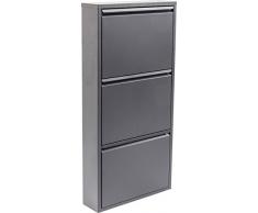 Kare Design Zapatero a 3 Solapas Carusa, Gris, 103 x 50 x 14 cm, Negro